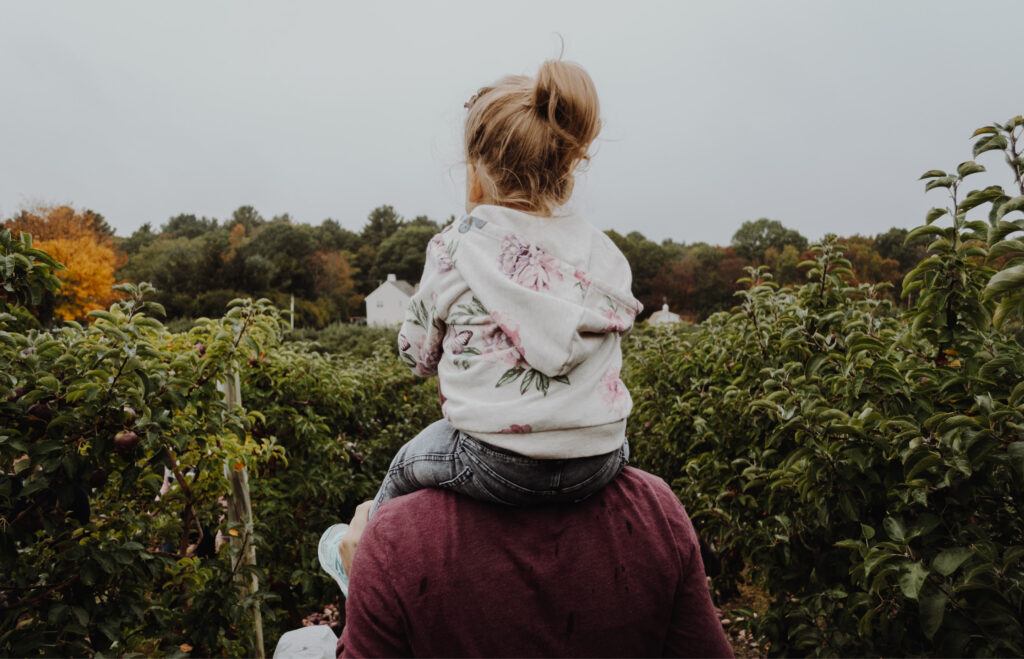 a child on the shoulders of a man