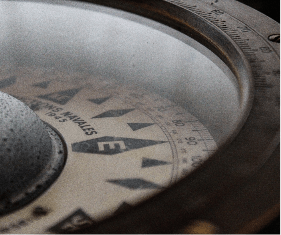 Close up image of a compass